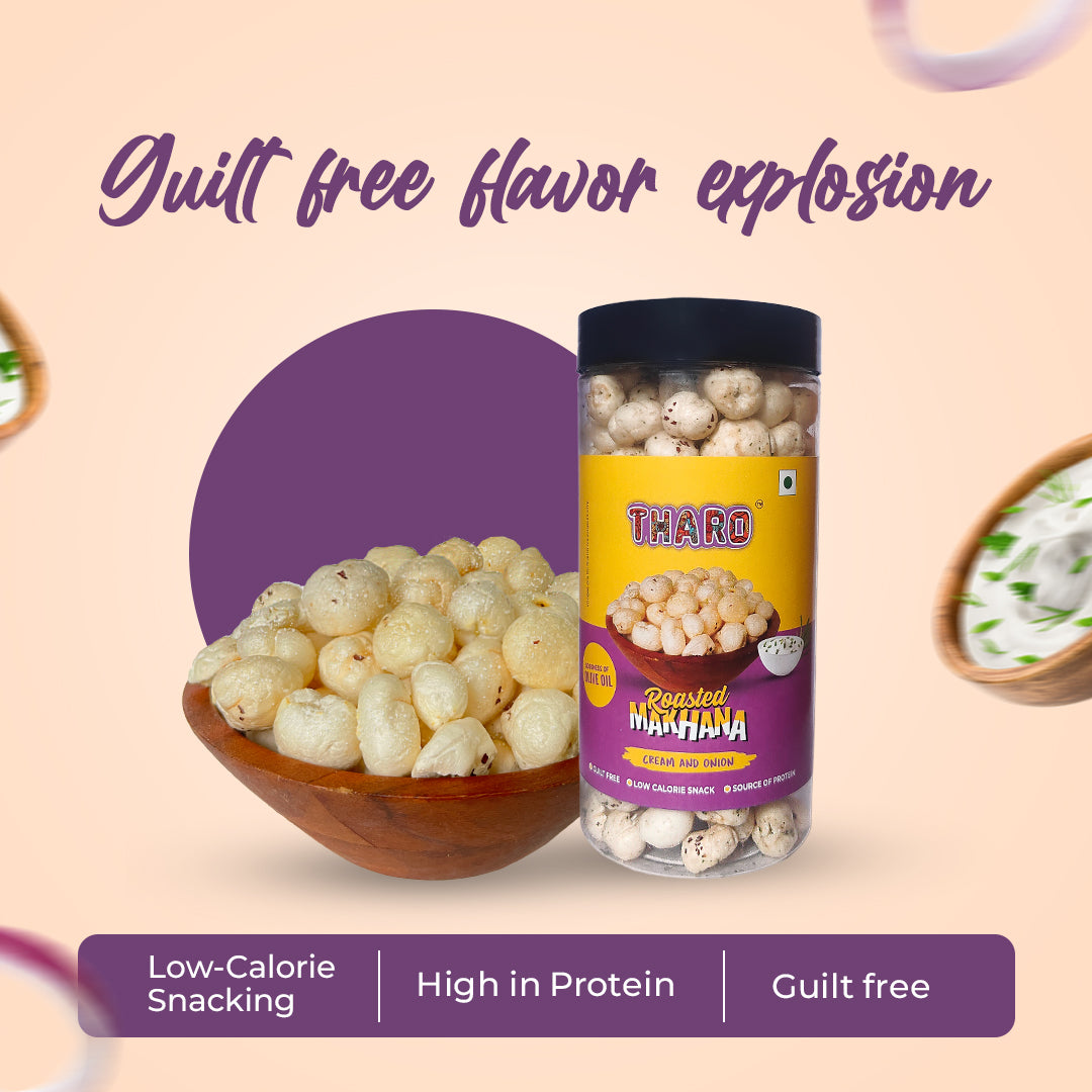 Tharo's Cream & Onion Roasted Makhana- 70gm