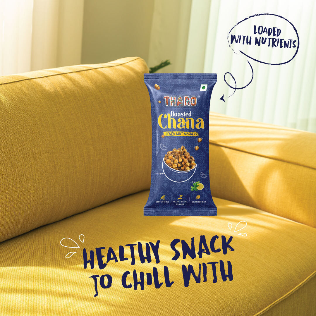 THARO Lemon Mint Roasted Chana | Pack of 12 | 480gms